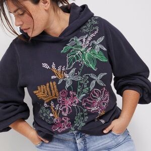 Mauve Embroidered Anthropologie  "Zooey" Hoodie Size XL